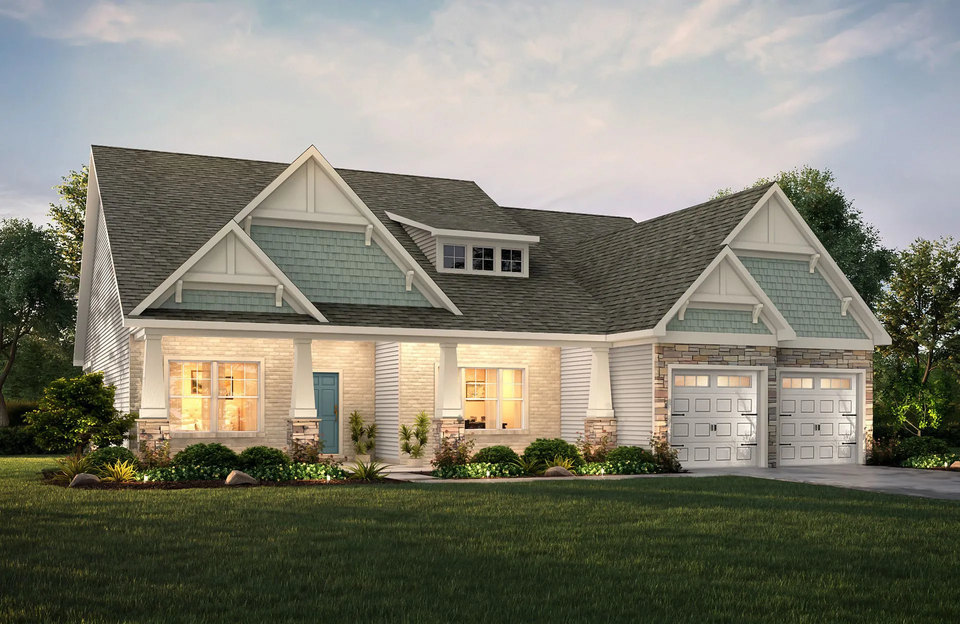 The Langley floorplan exterior rendering.