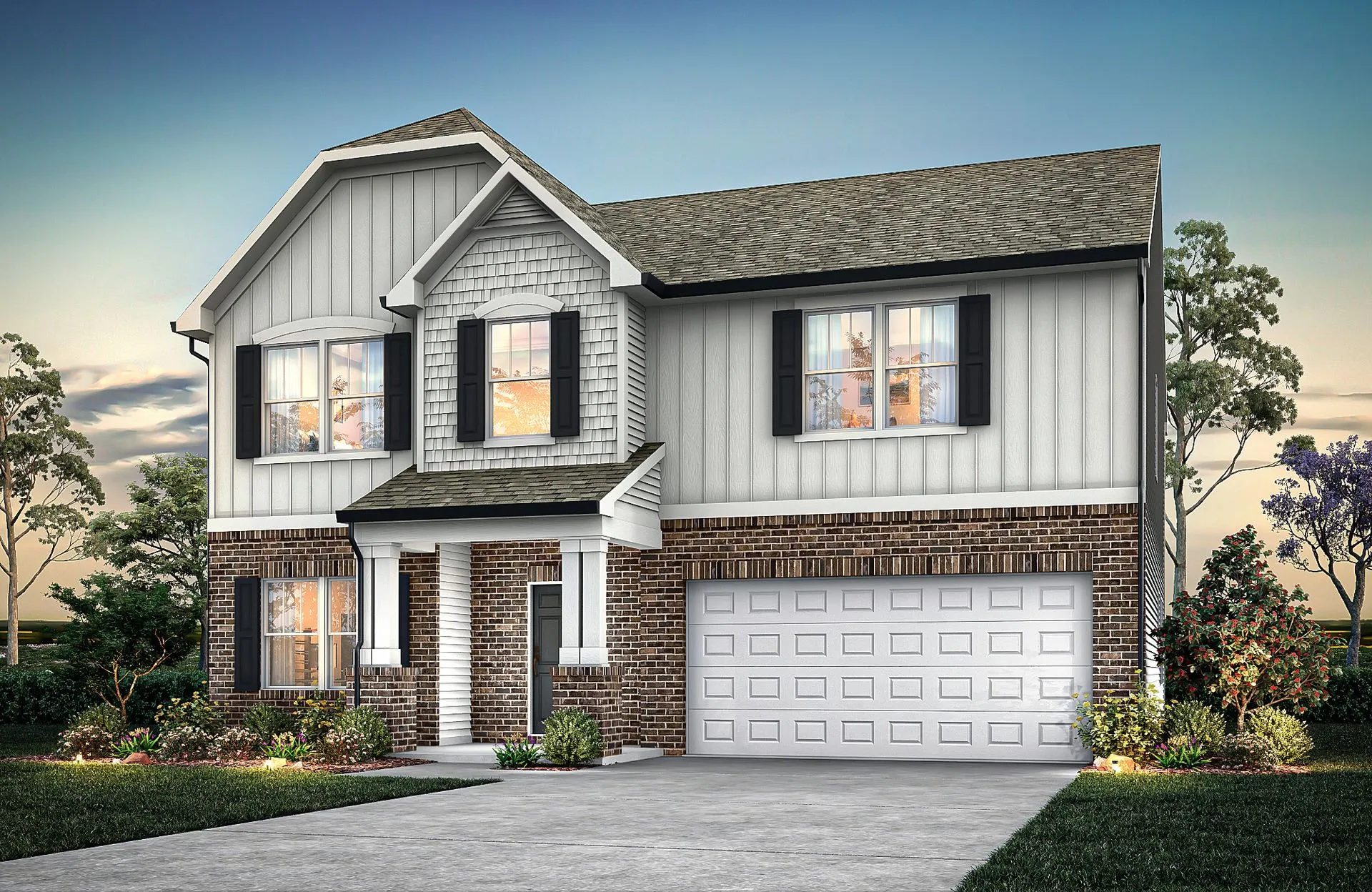 The Riley floorplan exterior rendering.